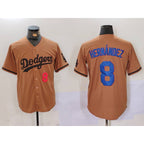 Los Angeles Dodgers #8 Kike Hernandez Number Olive Jereymy Cool Base Limited Stitched Jersey 2