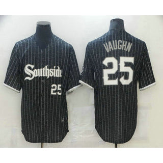 Chicago White Sox #25 Andrew Vaughn Black Jereymy With Small Number 2021 City Connect Stitched Cool Base Jersey