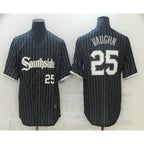 Chicago White Sox #25 Andrew Vaughn Black Jereymy With Small Number 2021 City Connect Stitched Cool Base Jersey