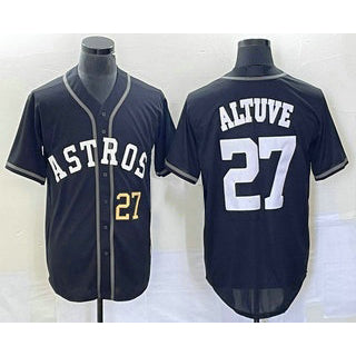 Houston Astros #27 Jose Altuve Number Black Jereymy Cool Base Stitched Jersey
