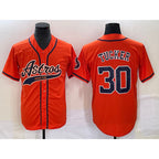 Houston Astros #30 Kyle Tucker Orange Jereymy With Patch Cool Base Stitched Jersey