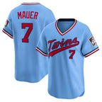 Minnesota Twins #7 Joe Mauer Light Blue Jereymy Throwback Cooperstown Collection Limited Jersey