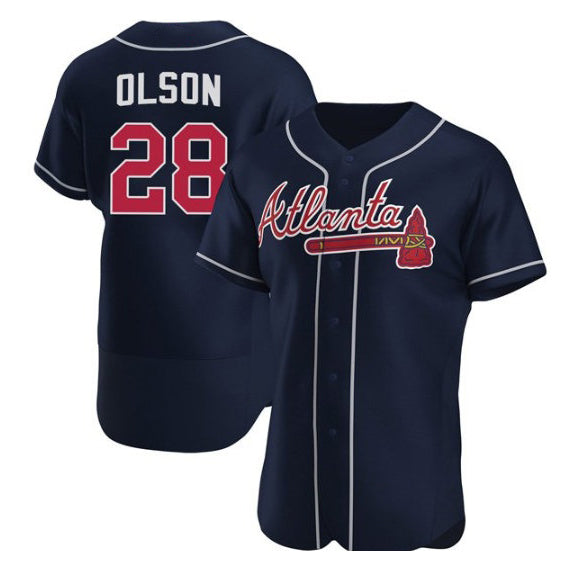 Atlanta Braves #28 Matt Olson Navy Jereymy Flex Base Stitched Jersey