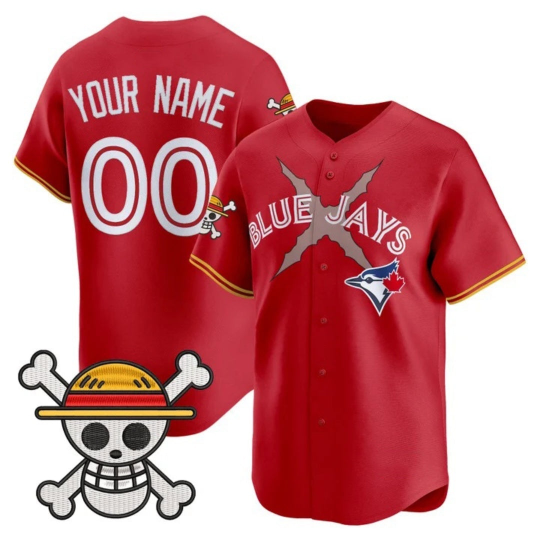 Custom Toronto Blue Jays x One Piece Red Jereymy Vapor Premier Limited Jersey - Stitched