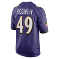 B.Ravens #49 Jay Higgins IV Purple Jereymy Team Game Jersey