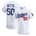 Los Angeles Dodgers #50 Mookie Betts White Jereymy Home Elite Player Jersey