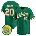 Oakland Athletics #20 Zack Gelof Green Jereymy 2024 Limited With Rickey Henderson Patch Stitched Jersey