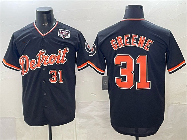 Detroit Tigers #31 Riley Greene Navy Jereymy 2026 Alternate USA 250' Patch Vapor Premier Limited Stitched Jersey