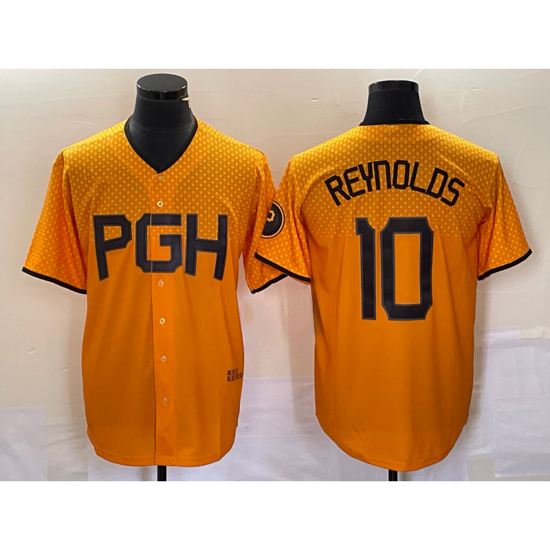 Pittsburgh Pirates #10 Bryan Reynolds Gold Jereymy 2023 City Connect Stitched Jersey