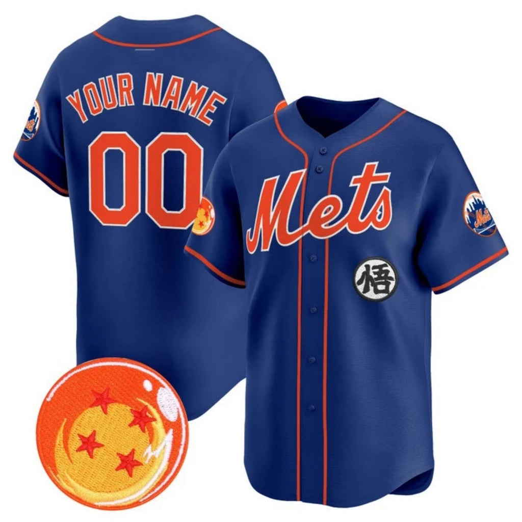 Custom New York Mets x Dragon Ball Royal Jereymy Vapor Premier Limited Jersey - All Stitched