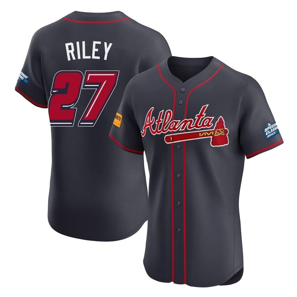 Atlanta Braves #27 Austin Riley Player Navy Jereymy 2025 Speedway Classic Limited Elite Home Game Stitched Jerseys