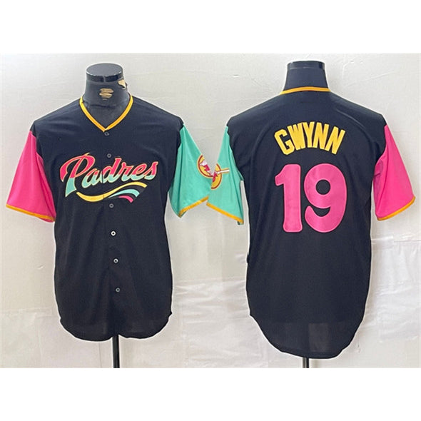 San Diego Padres #19 Tony Gwynn Black Jereymy City Connect Cool Base Stitched Jersey 2