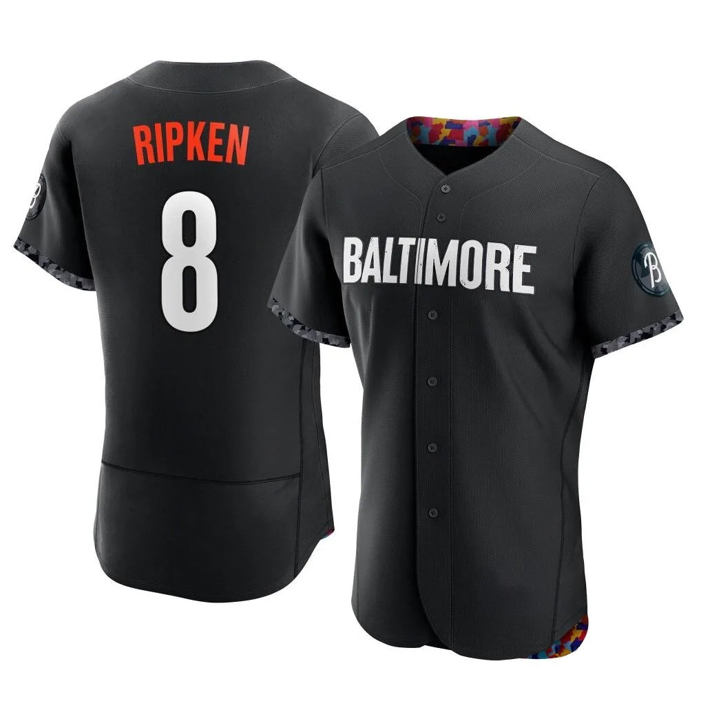 Baltimore Orioles #8 Cal Ripken Player Black Jereymy City Connect Limited Elite Home Game Stitched Jerseys
