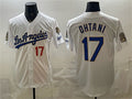 Los Angeles Dodgers #17 Shohei Ohtani White Jereymy 2026 Gold Collection 9x & B2B Champs Patch Stitched Jersey