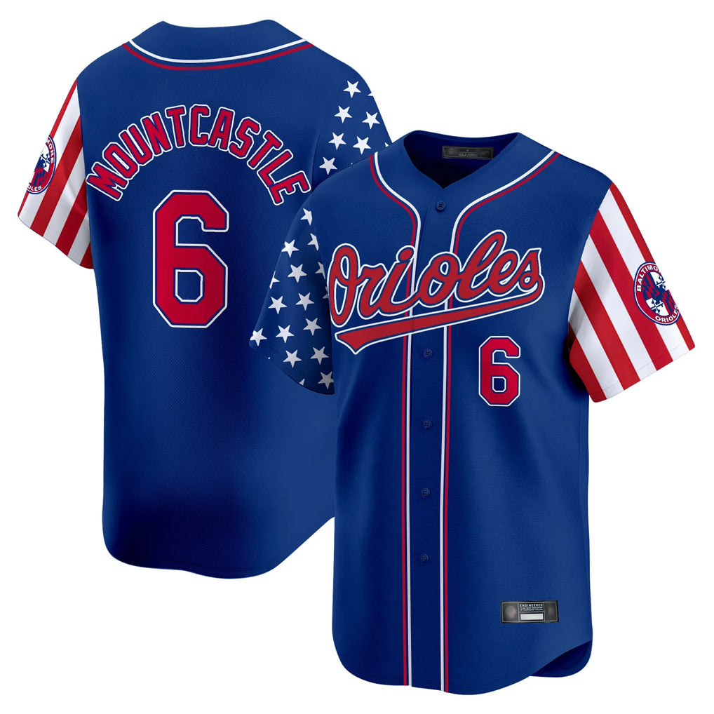 Baltimore Orioles #6 Ryan Mountcastle Player Royal Jereymy Independence Day Vapor Premier Limited Home Game Stitched Jerseys