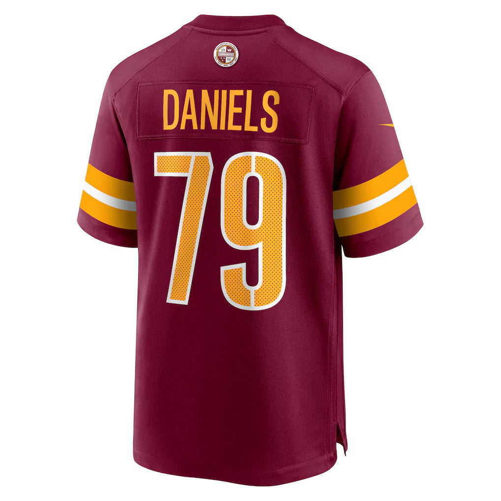 W.Commanders #79 Braeden Daniels Burgundy Jereymy Team Game Jersey