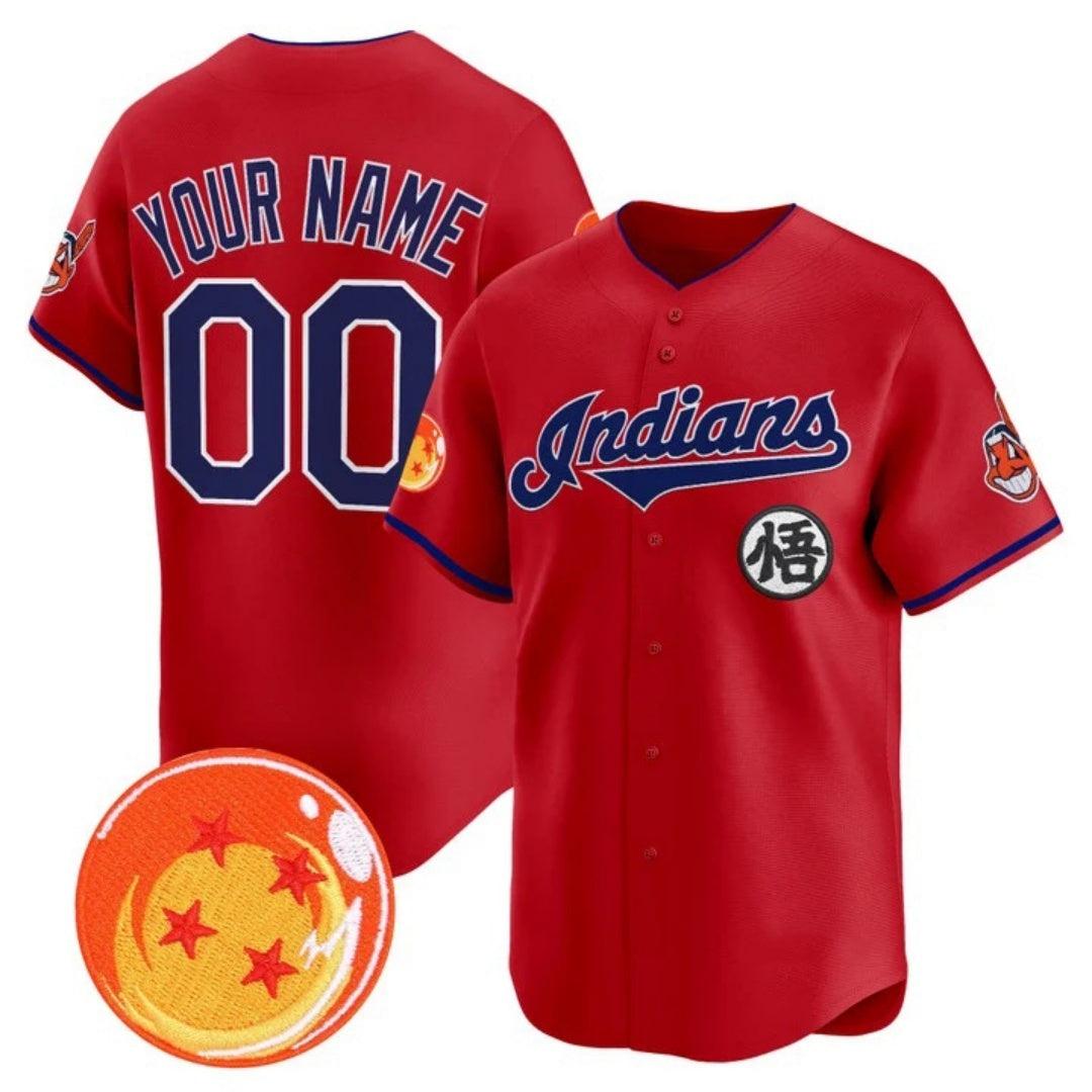 Custom Cleveland Indians x Dragon Ball Red Jereymy Vapor Premier Limited Jersey - All Stitched