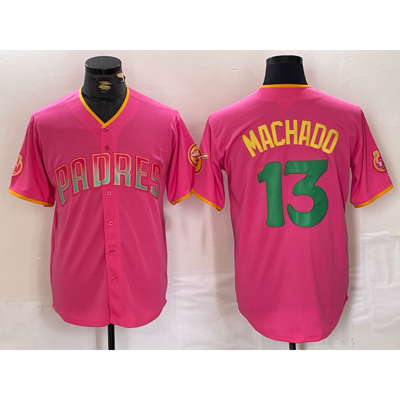 San Diego Padres #13 Manny Machado Pink Jereymy Cool Base Stitched Jersey 2