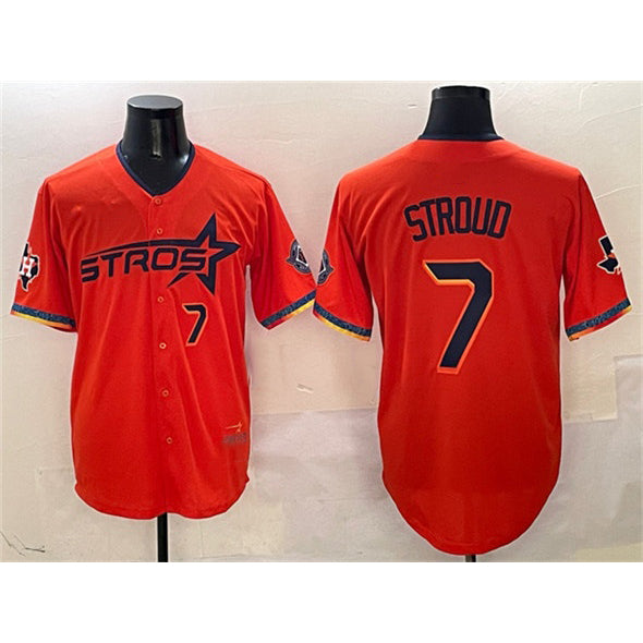 Houston Astros #7 C.J. Stroud Orange Jereymy 2025 City Connect With Texas Patch Limited Stitched Jersey