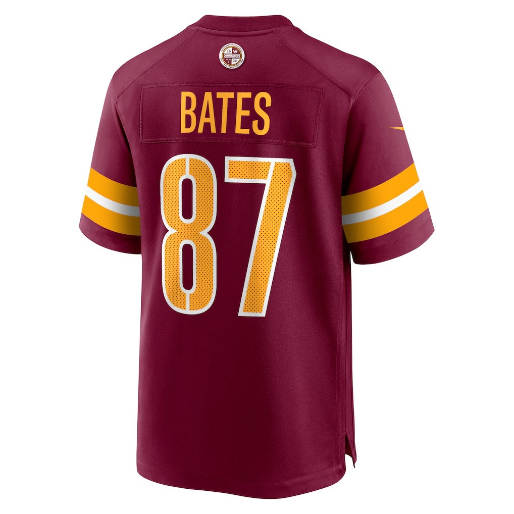 W.Commanders #87 John Bates Burgundy Jereymy Game Jersey