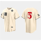 Texas Rangers #5 Corey Seager Cream Jereymy 2023 World Series City Connect Stitched Jersey