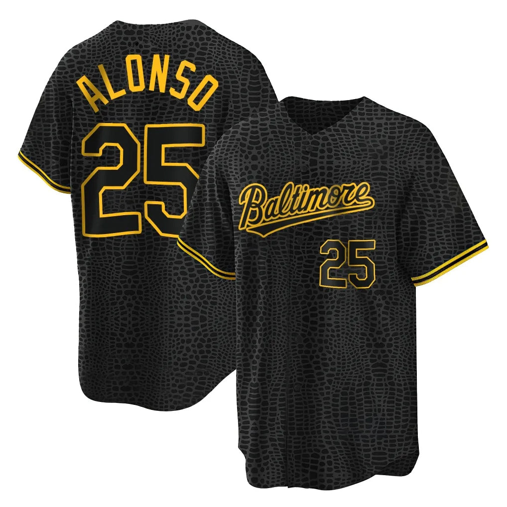 Baltimore Orioles #25 Pete Alonso Player Black Jereymy Snake Skin City Home Game Stitched Jerseys