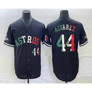 Houston Astros #44 Yordan Alvarez Number Mexico Black Jereymy Cool Base Stitched Jersey