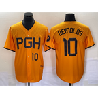 Pittsburgh Pirates #10 Bryan Reynolds Number Gold Jereymy 2023 City Connect Stitched Jersey 2