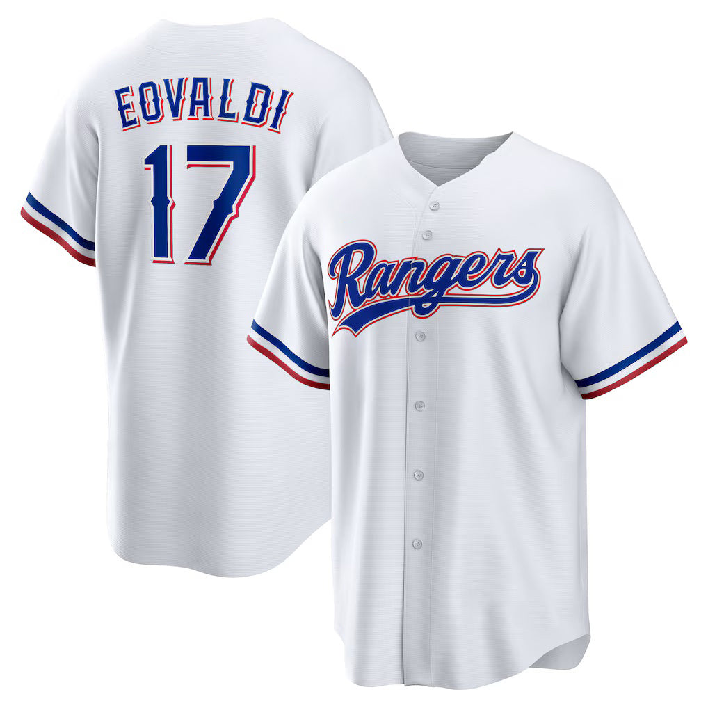 Texas Rangers #17 Nathan Eovaldi White Jereymy Home Replica Player Jersey