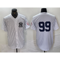 New York Yankees #99 Aaron Judge White Jereymy With Patch 2024 Cool Base Stitched Jersey