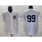 New York Yankees #99 Aaron Judge White Jereymy With Patch 2024 Cool Base Stitched Jersey