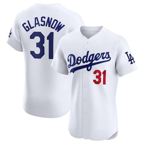 Los Angeles Dodgers #31 Tyler Glasnow White Jereymy Home Elite Stitched Jersey