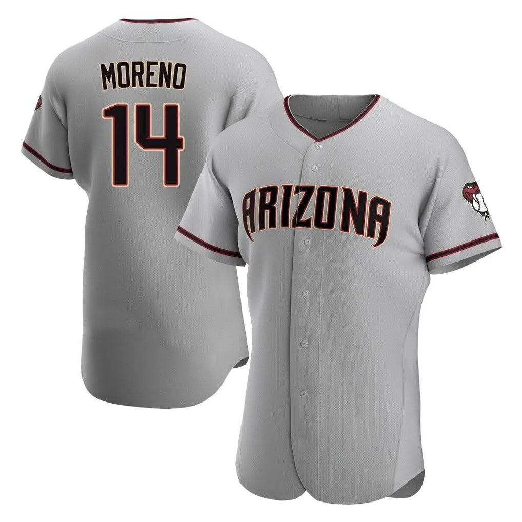 Arizona Diamondbacks #14 Gabriel Moreno Player Gray Road Limited Elite Home Game Stitched Baseball Jersey