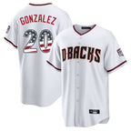 Arizona Diamondbacks #20 Luis Gonzalez Player White USA 250 Fourth of July Home Game Stitched Baseball Jersey