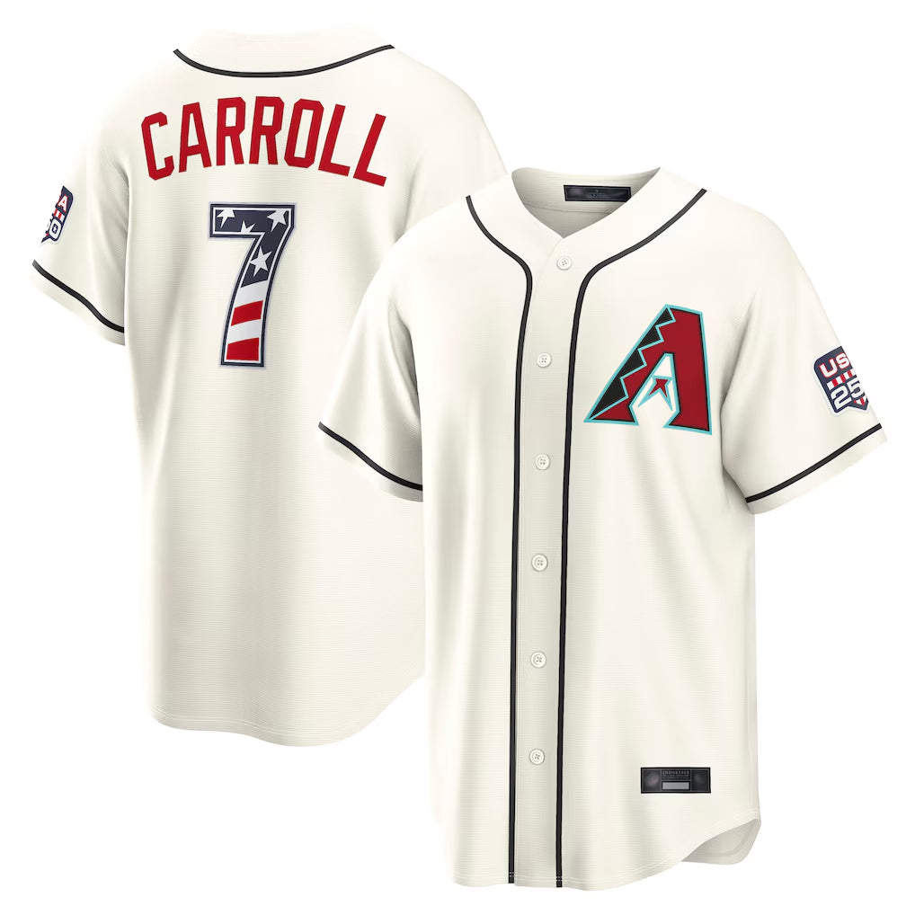Arizona Diamondbacks #7 Corbin Carroll Player Cream USA 250 Fourth of July Home Game Stitched Baseball Jersey