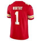 KC.Chiefs #1 Xavier Worthy Red Team Vapor F.U.S.E.Limited Stitched Football Jerseys