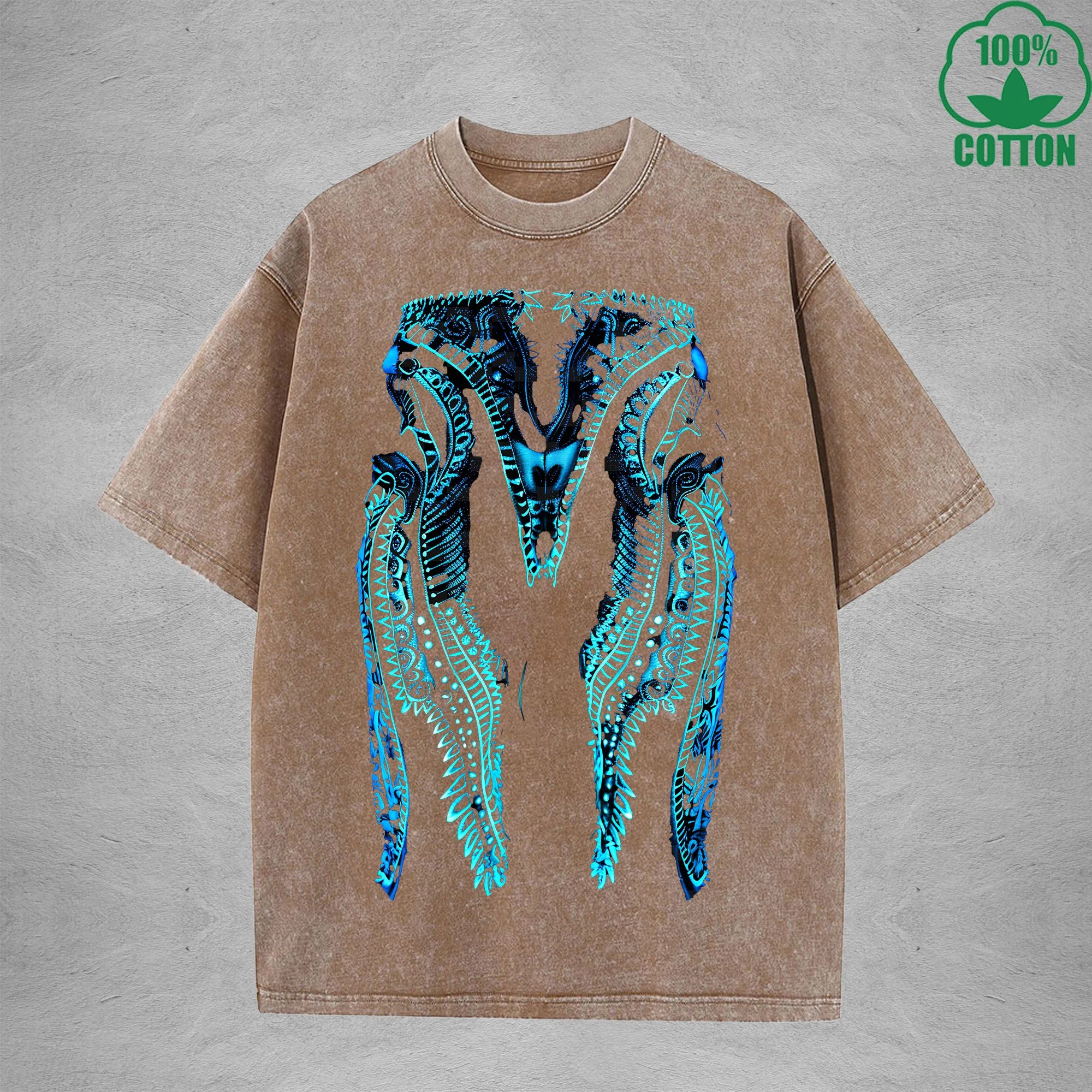 Mystic Totem American Retro 230G Washed T-Shirt Available in Multiple Colors Fashionable Pure Cotton Short Sleeve