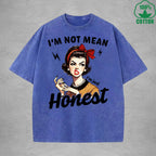 I'm Not MeanInterest Printed Washed T-Shirt 230G Loose Trendy Fashionable 100%Cotton Short Sleeve Top