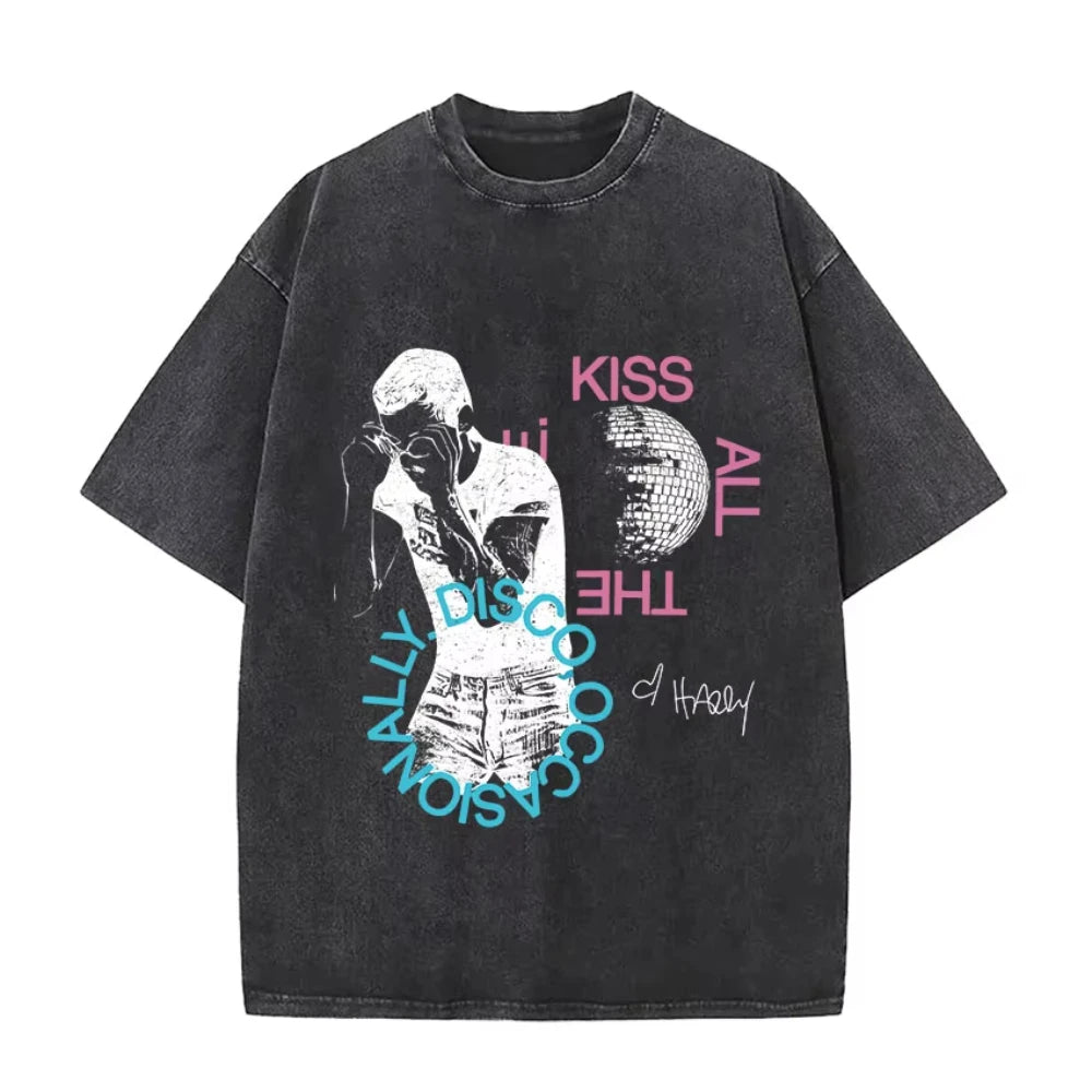 Harry Styles "Together" Tour 2026 Vintage Washed T-Shirt Men Women Pop Music Fashion Oversized Cotton Graphic TShirts Streetwear