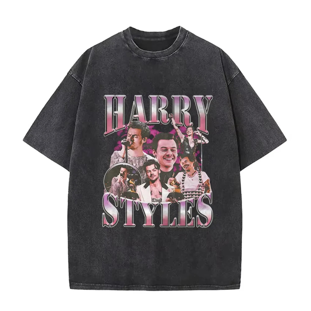Harry Styles "Together" Tour 2026 Vintage Washed T-Shirt Men Women Pop Music Fashion Oversized Cotton Graphic TShirts Streetwear