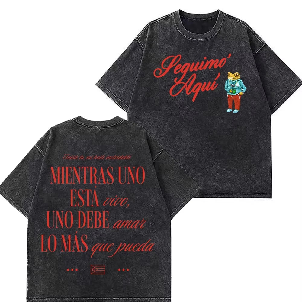 Rapper Bad Bunny Tour 2026 Debi Tirar Mas Fotos DTMF Merch Vintage Washed Tee Men's Women Fashion T Shirt Cotton Casual T-shirts
