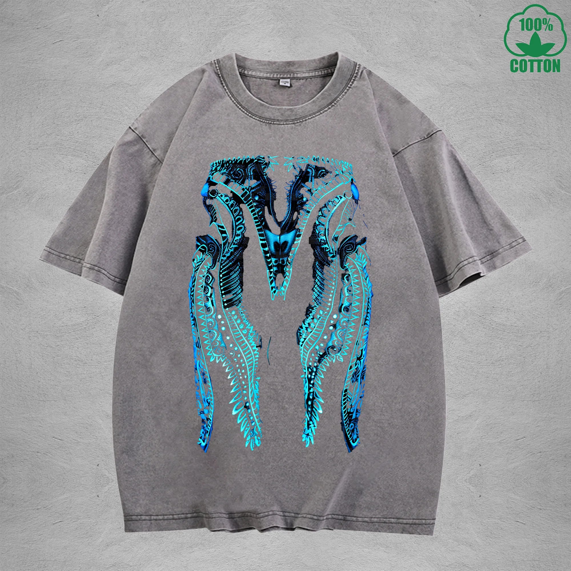 Mystic Totem American Retro 230G Washed T-Shirt Available in Multiple Colors Fashionable Pure Cotton Short Sleeve