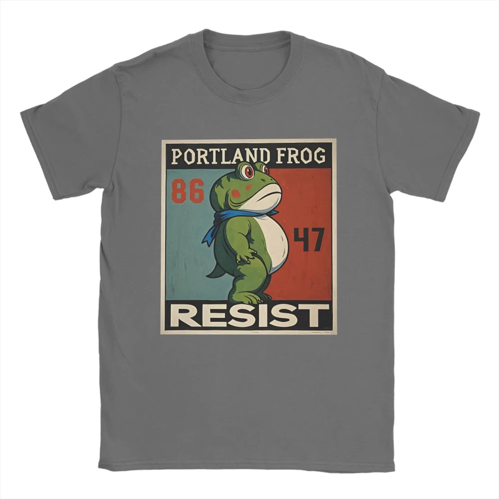 Men Women T-Shirts Resist Frogs Portland Frog Stand Strong No Kings in America Since 1776 Cotton Tee Shirt Short Sleeve T Shirts
