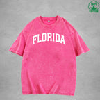 FLORIDA Interest Printed Washed T-Shirt 230G Multicolor Loose Trendy Fashionable Cotton Short Sleeve Top