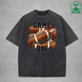 Game Day Printed Washed T-Shirt 230G Loose Trendy Fashionable Cotton Short Sleeve Top