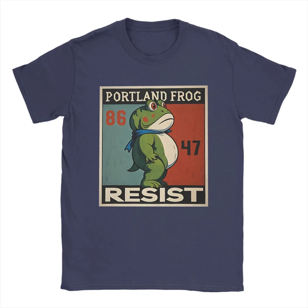 Men Women T-Shirts Resist Frogs Portland Frog Stand Strong No Kings in America Since 1776 Cotton Tee Shirt Short Sleeve T Shirts
