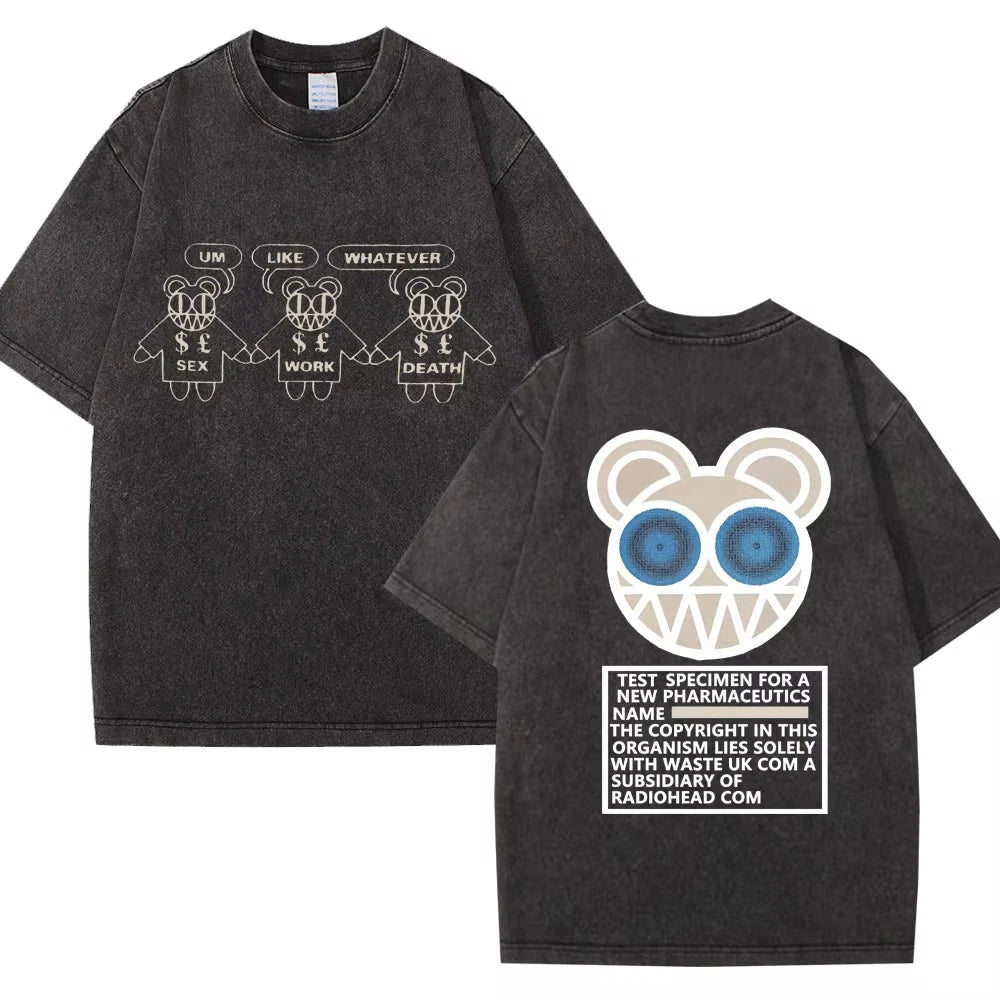 Washed Rock Band Radiohead The Bends Retro Tshirt Men Women Fashion Hip Hop Gothic T Shirt Oversized Cotton Casual Male T-shirts