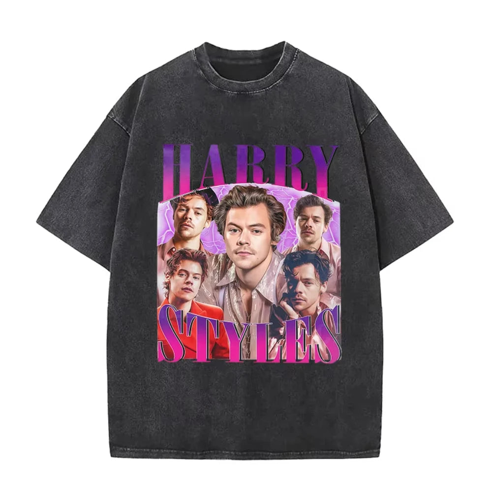 Harry Styles "Together" Tour 2026 Vintage Washed T-Shirt Men Women Pop Music Fashion Oversized Cotton Graphic TShirts Streetwear