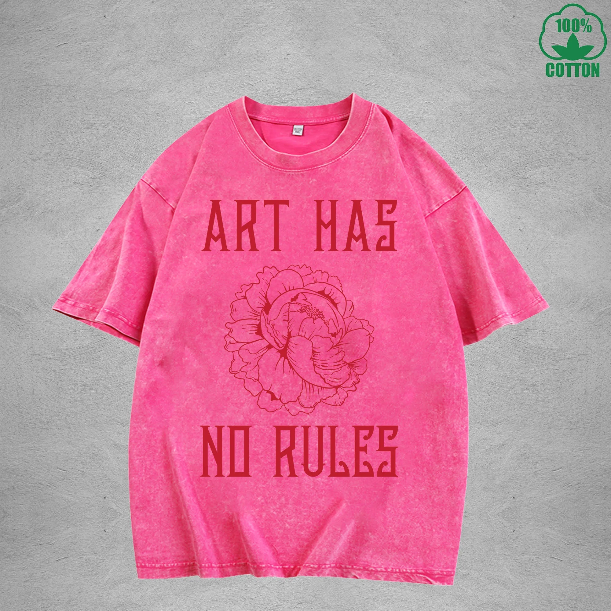ART HAS NO RULES American Retro 230G Washed T-Shirt Available in Multiple Colors Fashionable Pure Cotton Short Sleeve