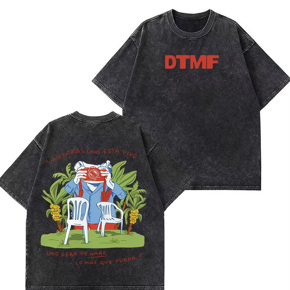 Rapper Bad Bunny Tour 2026 Debi Tirar Mas Fotos DTMF Merch Vintage Washed Tee Men's Women Fashion T Shirt Cotton Casual T-shirts